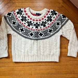 Polo Ralph Lauren Cream and Black Crewneck Sweater